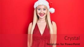  Presentation with girl christmas - Presentation design enhanced with young-blonde-girl-wearing-christmas background and a red colored foreground