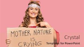  Presentation with hippie - Colorful slide deck enhanced with young-blonde-girl-wearing-hippie backdrop and a coral colored foreground