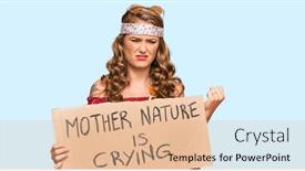  Presentation with protest - Audience pleasing PPT theme consisting of young-blonde-girl-wearing-hippie backdrop and a coral colored foreground