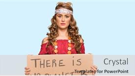  Presentation with hippie - Slide set featuring young-blonde-girl-wearing-hippie background and a coral colored foreground