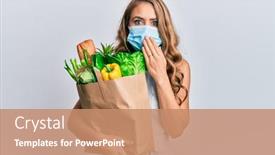  Presentation with medical hand - Presentation design with young-blonde-girl-wearing-medical background and a coral colored foreground