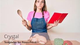  Presentation with recipe book - Colorful presentation design enhanced with young-blonde-girl-wearing-professional backdrop and a lemonade colored foreground