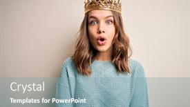  Presentation with crown - Slide deck with young-blonde-girl-wearing-queen background and a light blue colored foreground