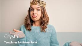  Presentation with queen - PPT theme consisting of young-blonde-girl-wearing-queen background and a seafoam green colored foreground