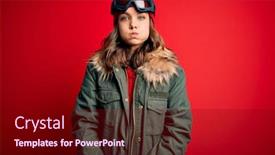  Presentation with winter weather - Presentation featuring young-blonde-girl-wearing-ski background and a wine colored foreground