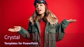  Presentation with winter weather - Presentation theme consisting of young-blonde-girl-wearing-ski background and a wine colored foreground