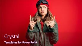  Presentation with winter weather - Beautiful PPT layouts featuring young-blonde-girl-wearing-ski backdrop and a wine colored foreground