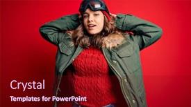  Presentation with winter weather - Presentation theme consisting of young-blonde-girl-wearing-ski background and a wine colored foreground