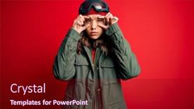  Presentation with winter weather - Colorful presentation enhanced with young-blonde-girl-wearing-ski backdrop and a wine colored foreground