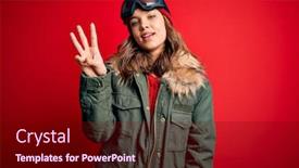  Presentation with winter weather - Cool new slide deck with young-blonde-girl-wearing-ski backdrop and a wine colored foreground