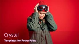  Presentation with winter weather - Presentation design with young-blonde-girl-wearing-ski background and a crimson colored foreground