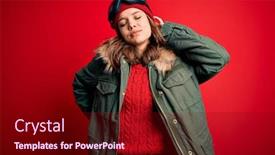  Presentation with winter weather - Cool new PPT theme with young-blonde-girl-wearing-ski backdrop and a wine colored foreground