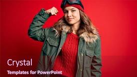  Presentation with girl power - Cool new PPT layouts with young-blonde-girl-wearing-ski backdrop and a wine colored foreground