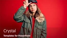  Presentation with winter weather - Slide deck consisting of young-blonde-girl-wearing-ski background and a tawny brown colored foreground