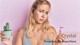  Presentation with razor - Presentation featuring young-blonde-girl-wearing-sportswear background and a coral colored foreground