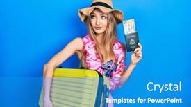  Presentation with summer - Slides consisting of young-blonde-girl-wearing-summer background and a teal colored foreground