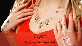  Presentation with gold silver award - Slides having young blonde girl with golden and silver flash tattoo on black background background and a red colored foreground