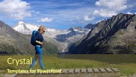  Presentation with refuge - Slide set featuring young-blonde-girl-woman-trekker background and a tawny brown colored foreground