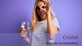  Presentation with eye glass - PPT theme enhanced with young-blonde-healthy-woman-wearing background and a light blue colored foreground