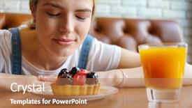  Presentation with cake - Cool new presentation with young blonde looks at cake backdrop and a coral colored foreground