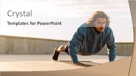  Presentation with exercise mat - Slide set featuring young-blonde-man-doing-exercise background and a  colored foreground