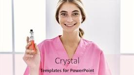  Presentation with nurse - PPT theme with young-blonde-nurse-woman-holding background and a lemonade colored foreground