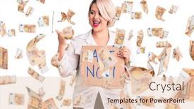  Presentation with now - Colorful PPT layouts enhanced with young-blonde-plus-size-woman backdrop and a lemonade colored foreground