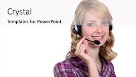  Presentation with receptionist - Colorful PPT layouts enhanced with young blonde receptionist backdrop and a white colored foreground