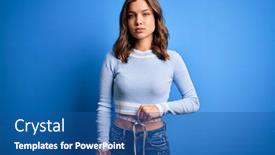  Presentation with slim body - Colorful theme enhanced with young-blonde-slim-girl-holding backdrop and a ocean colored foreground