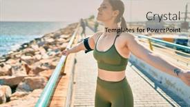  Presentation with breathing - Slide deck with young-blonde-sportswoman-wearing-sportswear background and a coral colored foreground