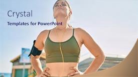  Presentation with breathing - PPT layouts with young-blonde-sportswoman-wearing-sportswear background and a sky blue colored foreground