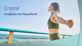  Presentation with breathing - Beautiful theme featuring young-blonde-sportswoman-wearing-sportswear backdrop and a light blue colored foreground