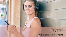  Presentation with wall street - Colorful PPT theme enhanced with young-blonde-sporty-girl-using backdrop and a coral colored foreground