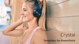  Presentation with wall street - Presentation design consisting of young-blonde-sporty-girl-using background and a coral colored foreground