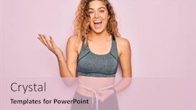 Presentation with tape measure - Colorful slide deck enhanced with young-blonde-sporty-woman backdrop and a lemonade colored foreground