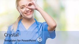  Presentation with hand surgeon - Beautiful slides featuring young blonde surgeon doctor woman backdrop and a light blue colored foreground