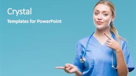  Presentation with fingers - Beautiful PPT theme featuring young blonde surgeon doctor woman backdrop and a  colored foreground