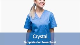  Presentation with doctor helps to get out of bed an elderly woman - Beautiful PPT layouts featuring young blonde surgeon doctor woman backdrop and a teal colored foreground