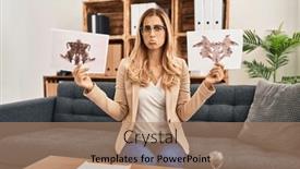  Presentation with woman crying - Slides with young-blonde-therapist-woman-holding background and a coral colored foreground