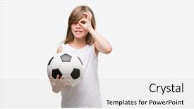  Presentation with football - Amazing presentation theme having young blonde toddler holding football backdrop and a light gray colored foreground