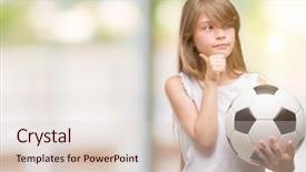  Presentation with football - Beautiful slides featuring young blonde toddler holding football backdrop and a  colored foreground