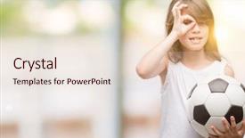  Presentation with football - Beautiful PPT layouts featuring young blonde toddler holding football backdrop and a  colored foreground