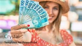  Presentation with tourist - Beautiful slide set featuring young-blonde-tourist-woman-wearing backdrop and a coral colored foreground