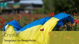  Presentation with ukraine - PPT theme enhanced with young-blonde-ukrainian-woman-stands background and a yellow colored foreground