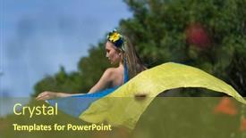  Presentation with ukraine - Presentation theme with young-blonde-ukrainian-woman-stands background and a tawny brown colored foreground