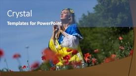  Presentation with nato flag - PPT theme featuring young-blonde-ukrainian-woman-stands background and a teal colored foreground