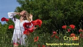  Presentation with business woman standing on maze - Theme consisting of young-blonde-ukrainian-woman-stands background and a tawny brown colored foreground