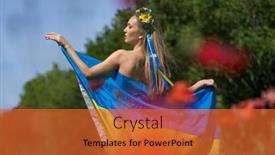  Presentation with ukraine - PPT theme enhanced with young-blonde-ukrainian-woman-stands background and a red colored foreground