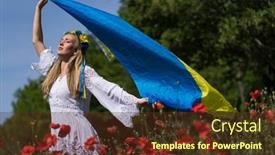  Presentation with ukraine - Theme consisting of young-blonde-ukrainian-woman-stands background and a tawny brown colored foreground