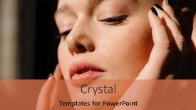  Presentation with white - Presentation featuring young-blonde-white-woman-posing background and a coral colored foreground